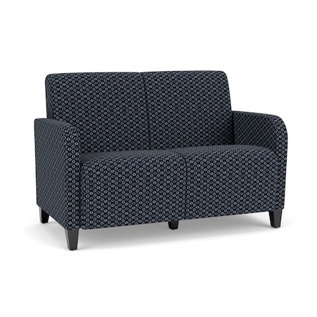 Lesro Siena Lounge Reception 2 Seat Tandem Seating No Center Arm, Walnut, RS Night Sky Upholstery SN2101